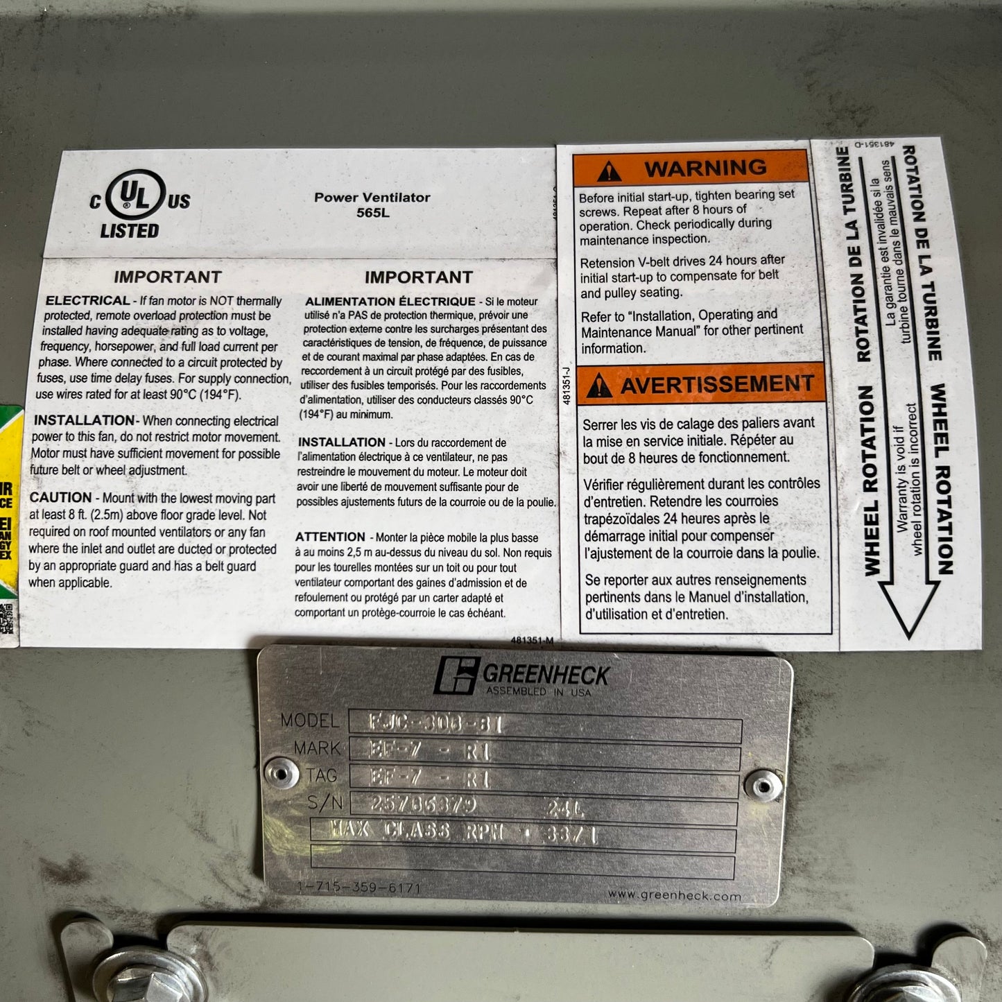 GREENHECK FJC-308-BI Industrial Exhaust Fan – Heavy-Duty Ventilation Unit