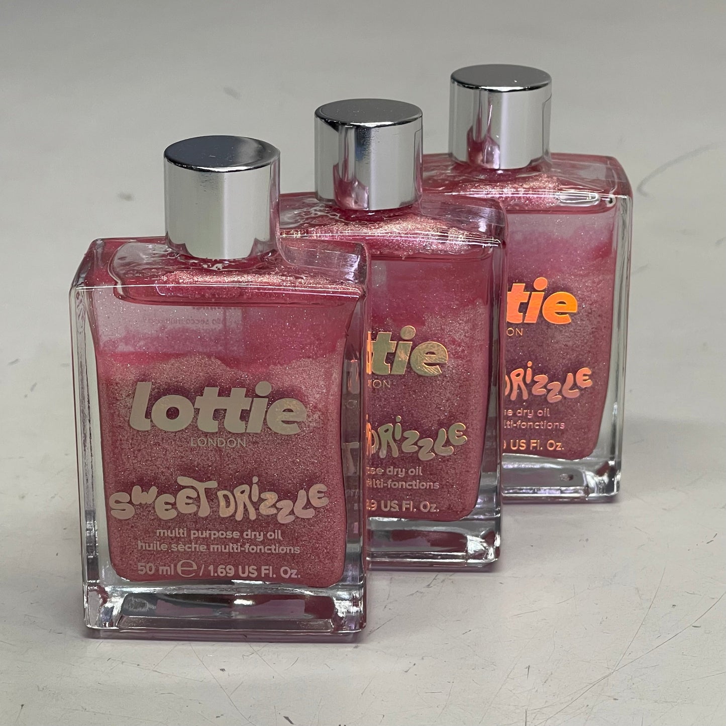 LOTTIE LONDON (3 PACK) Sweet Drizzle Body Oil 1.69 fl oz "Pink Shimmer" SPR021