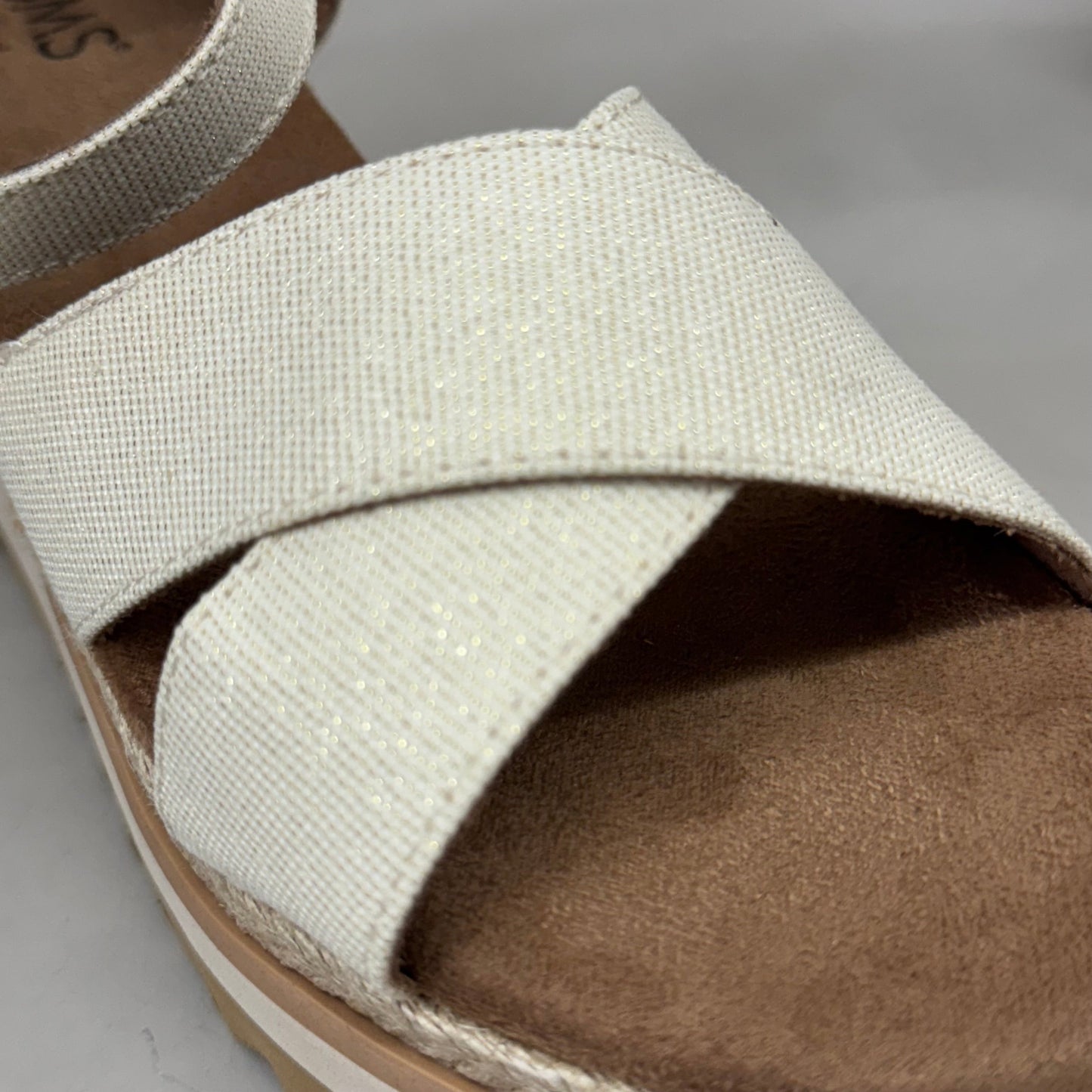 TOM'S Noelani Platform Wedge Sandals Women's Sz 8 EU38.5 Natural/Gold  10022418