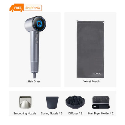 xCool Negative Ions High-Speed Hair Dryer with Thermo-Control, Silver Blue