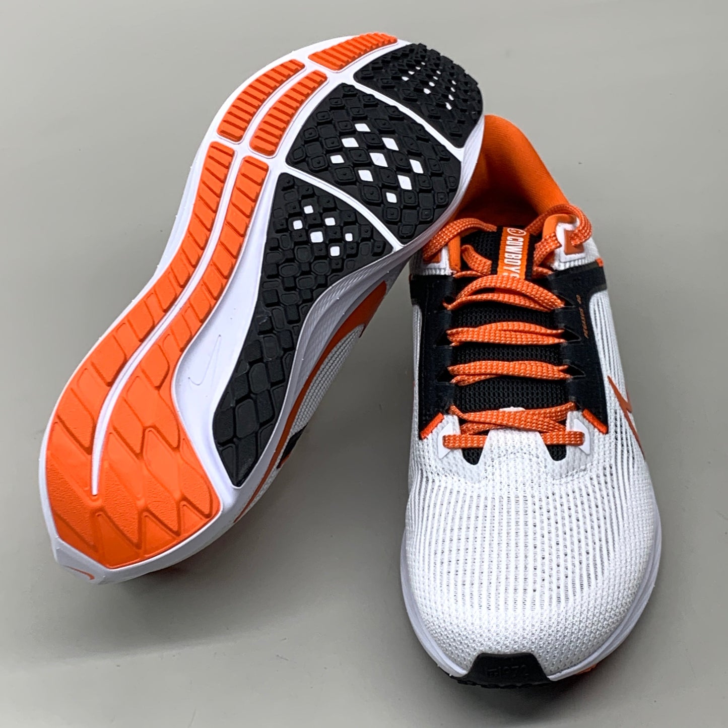 NIKE Zoom Pegasus 40 OK STATE White Shoes, Brilliant Orange & Black 10 W 8.5 M DZ5973-100