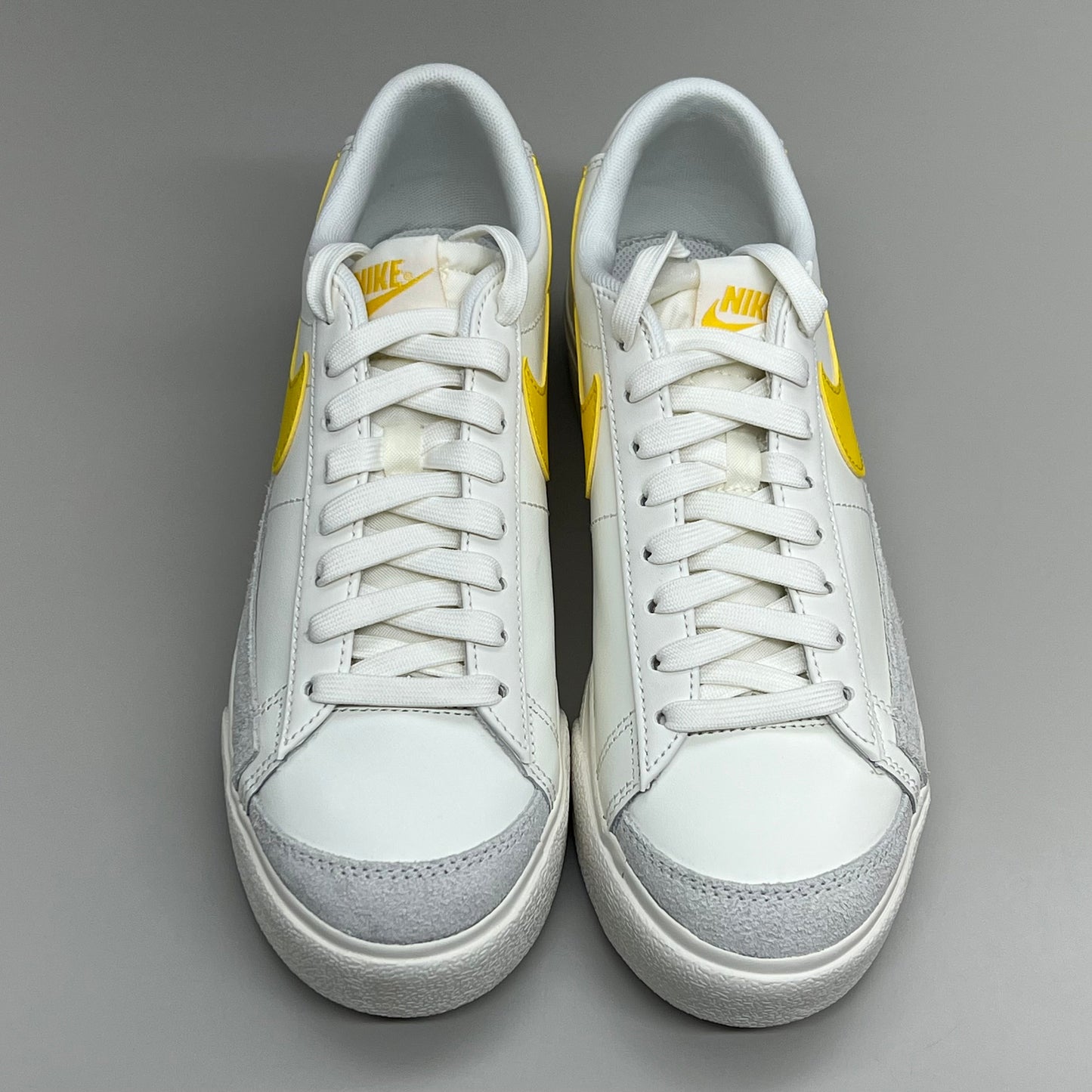 NIKE Blazer Low Cut Platform Sneaker Sz Women's 11.5 Men's 10 Yellow/Grey/White