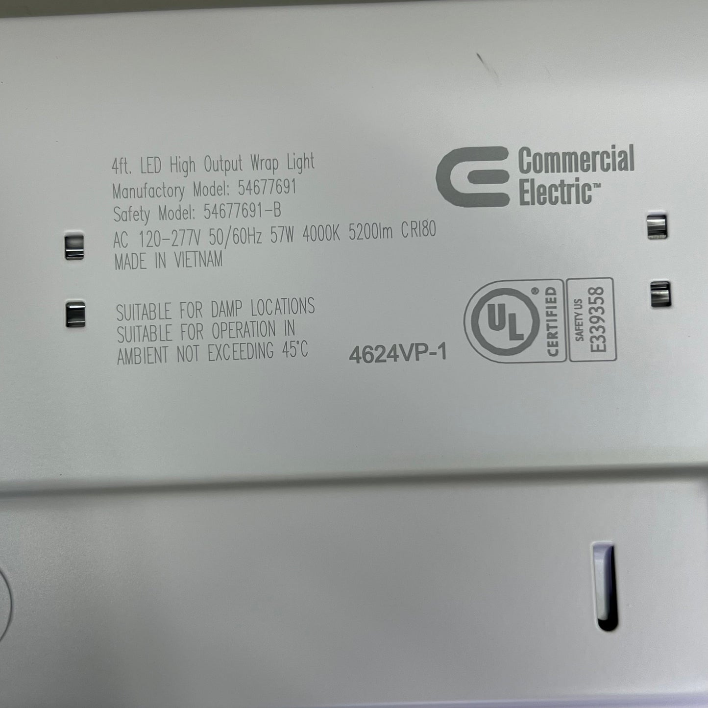 COMMERCIAL ELECTRIC High Output Wrapround Light 4ft, White 1001820735