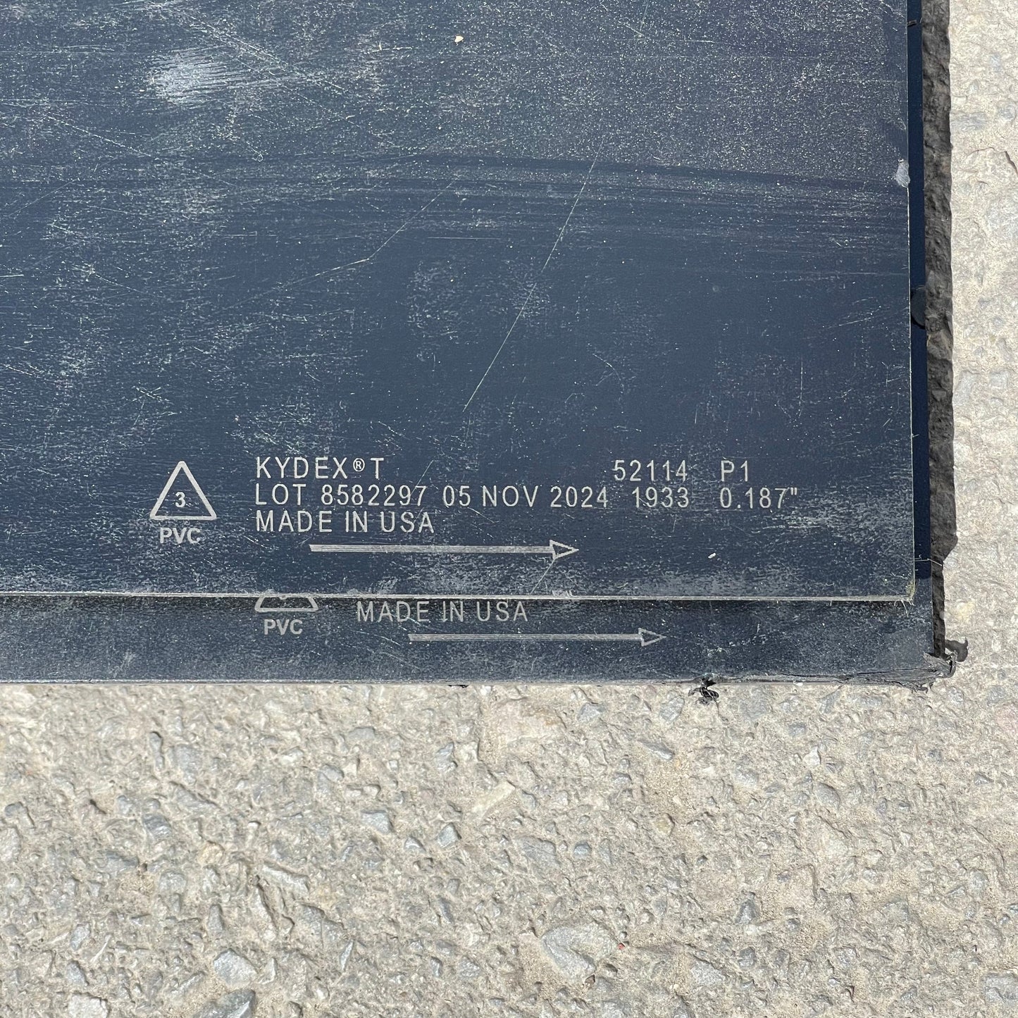 Z@ KYDEX T Thermoplastic Sheet 0.2” x 48” x 96” Black (AS-IS)