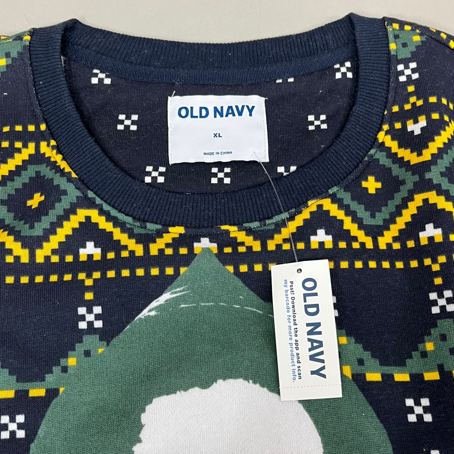OLD NAVY Men's Christmas Holiday Buddy the Elf Crewneck Sweatshirt Sz
 XL Navy/Green 572579-00-1