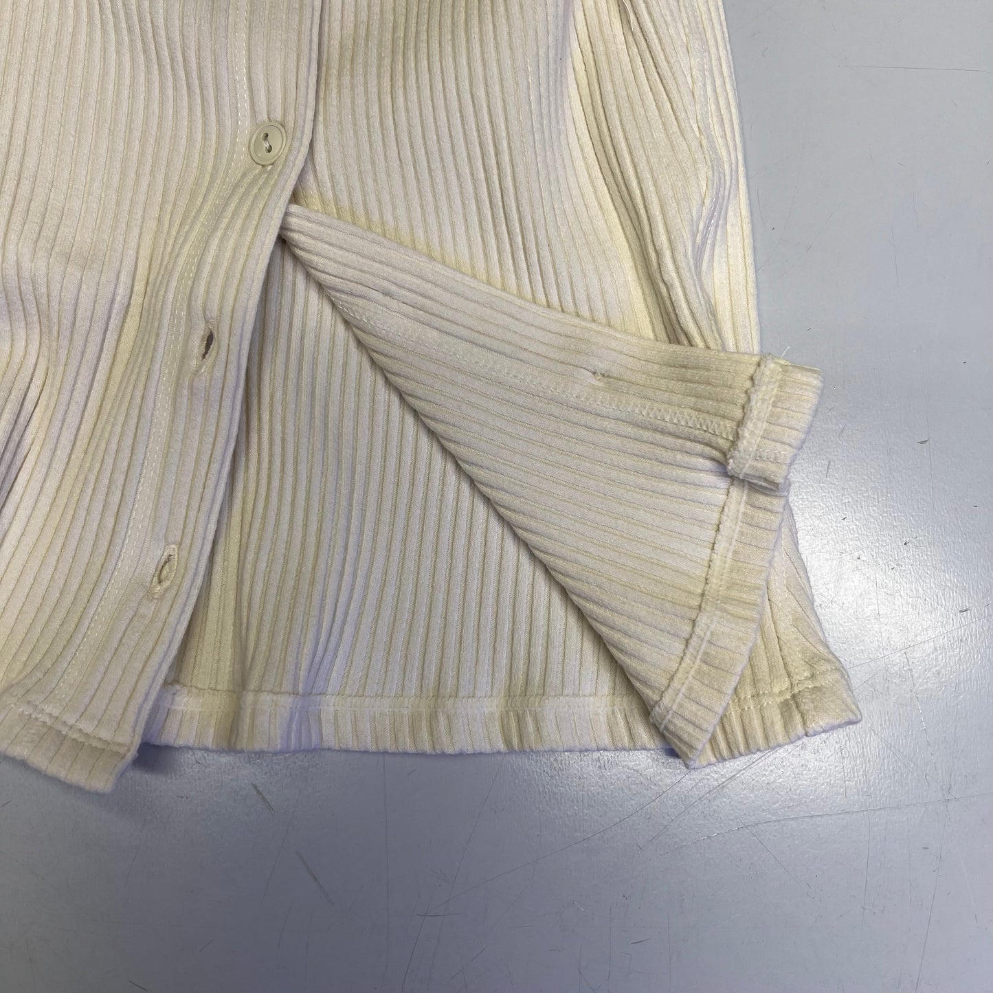 FREE PEOPLE Ribbed Cap Sleeve Most Wanted Cardi Women's Sz L Ivory 92736032