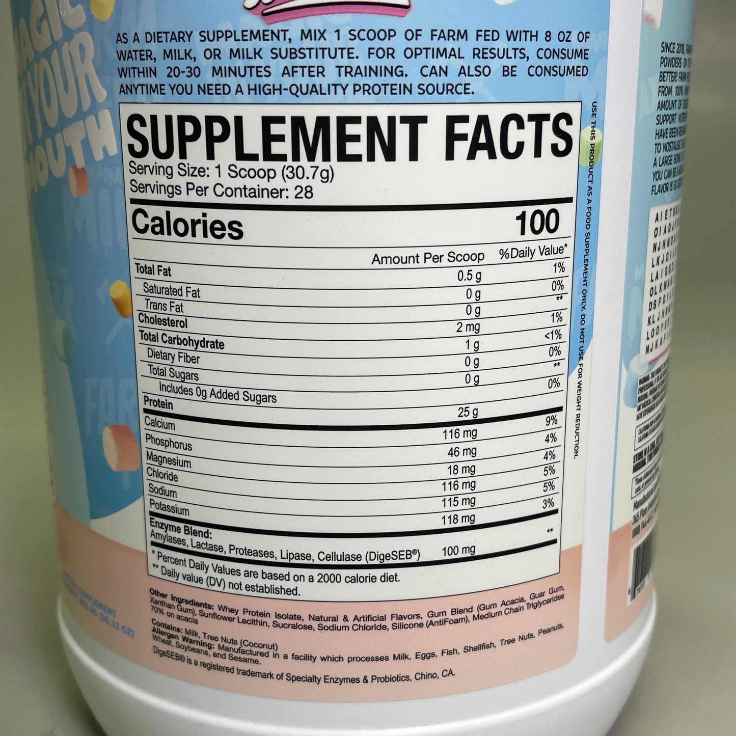 ZA@ AXE & SLEDGE Farm Fed 25G 100%Whey Protein Marshmallow Milk 28 Servings BB 04/26