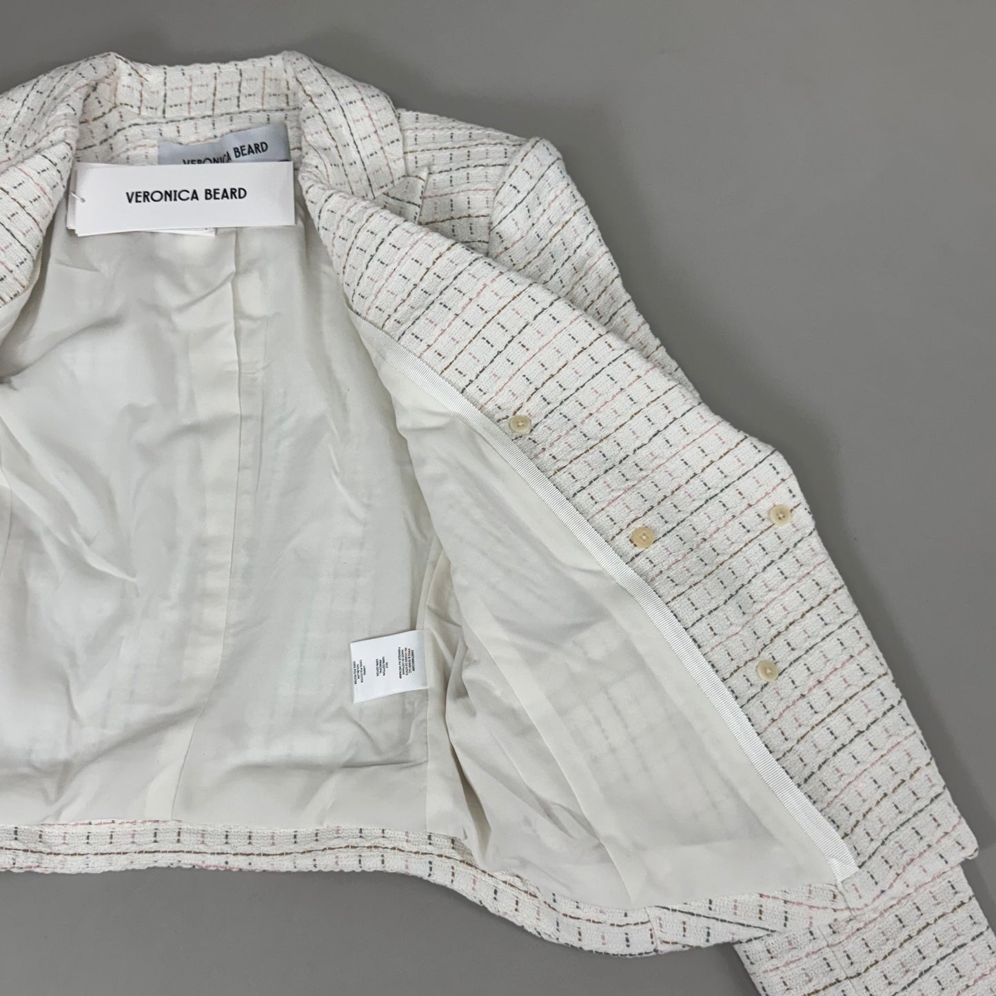 VERONICA BEARD Women's Diego Dickey Jacket Sz-2 Ivory/Multi 2406TW651509
