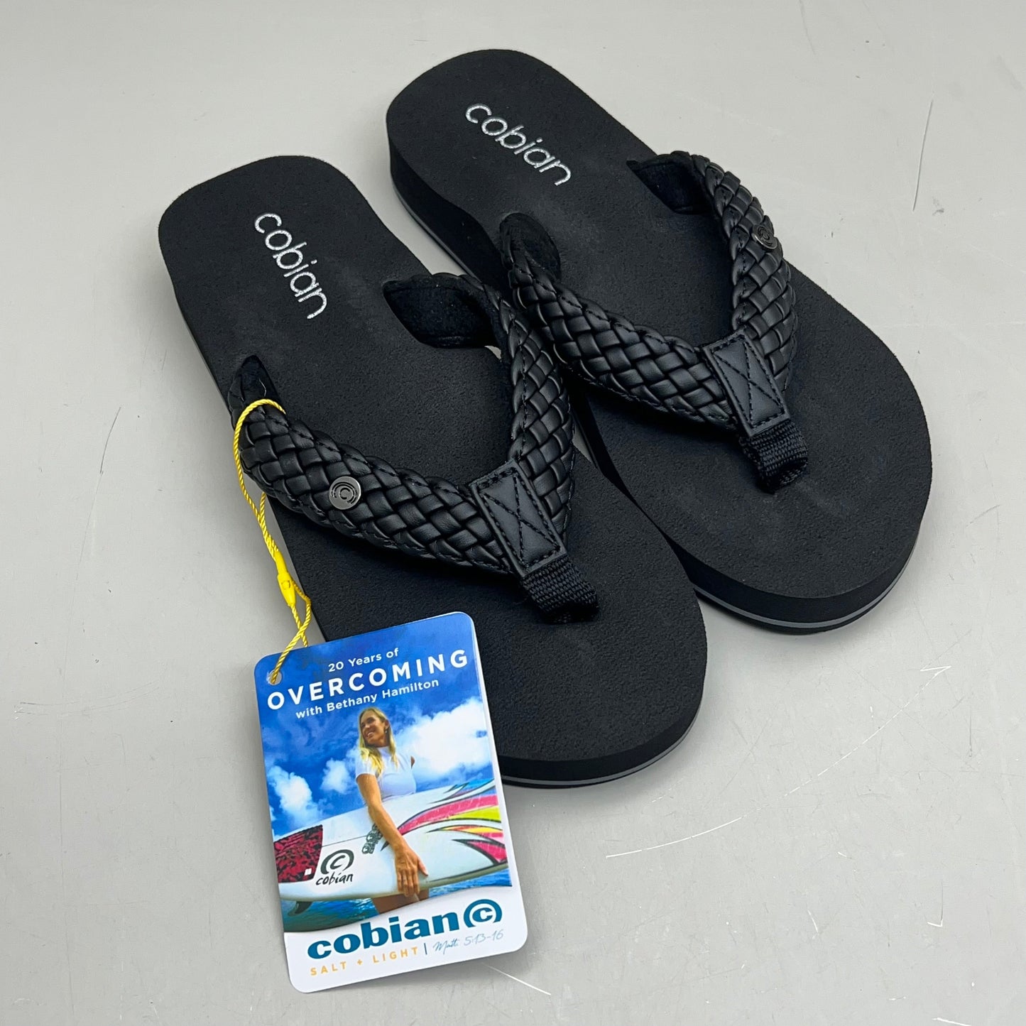 COBIAN Braided Bounce Synthetic Leather Sandals Women's Sz 6 EU 35.5  Black BRB10-001-6