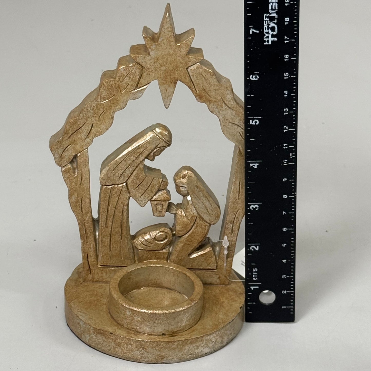 RAZ IMPORT (2 Pack) Resin Holy Family Tea Light Candle Holder Gold 7.25" 4412124