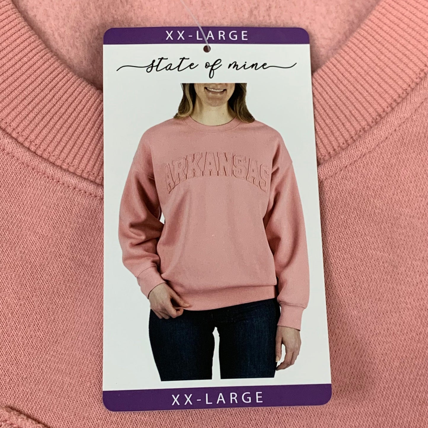 STATE OF MINE Women's Texas Print Sweatshirt Sz-XXLarge Blush 15711