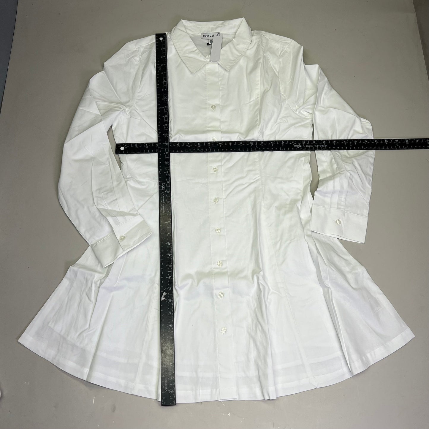 STEVE MADDEN Fit & Flare Shirt Dress Long Sleeve Button Cuff Women's Sz XL Cloud