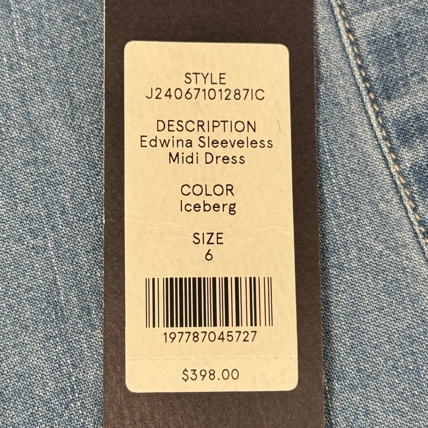 VERONICA BEARD Jeans Edwina Sleeveless Midi Dress Sz-6 Iceberg J24067101287IC