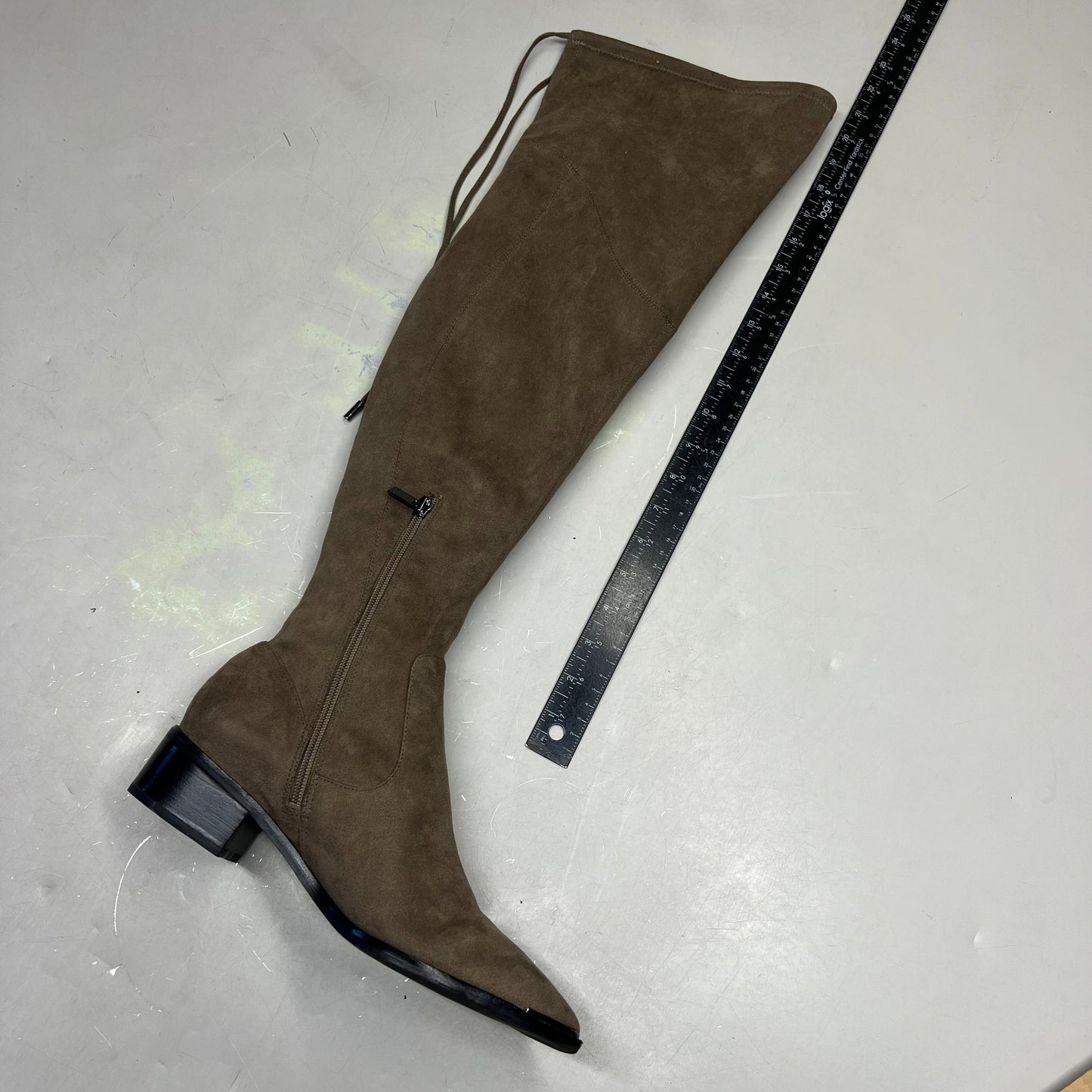 MARC FISHER  LTD Over The Knee Boot Pointy Toe Partial Zip Women's Sz 8.5 Brown