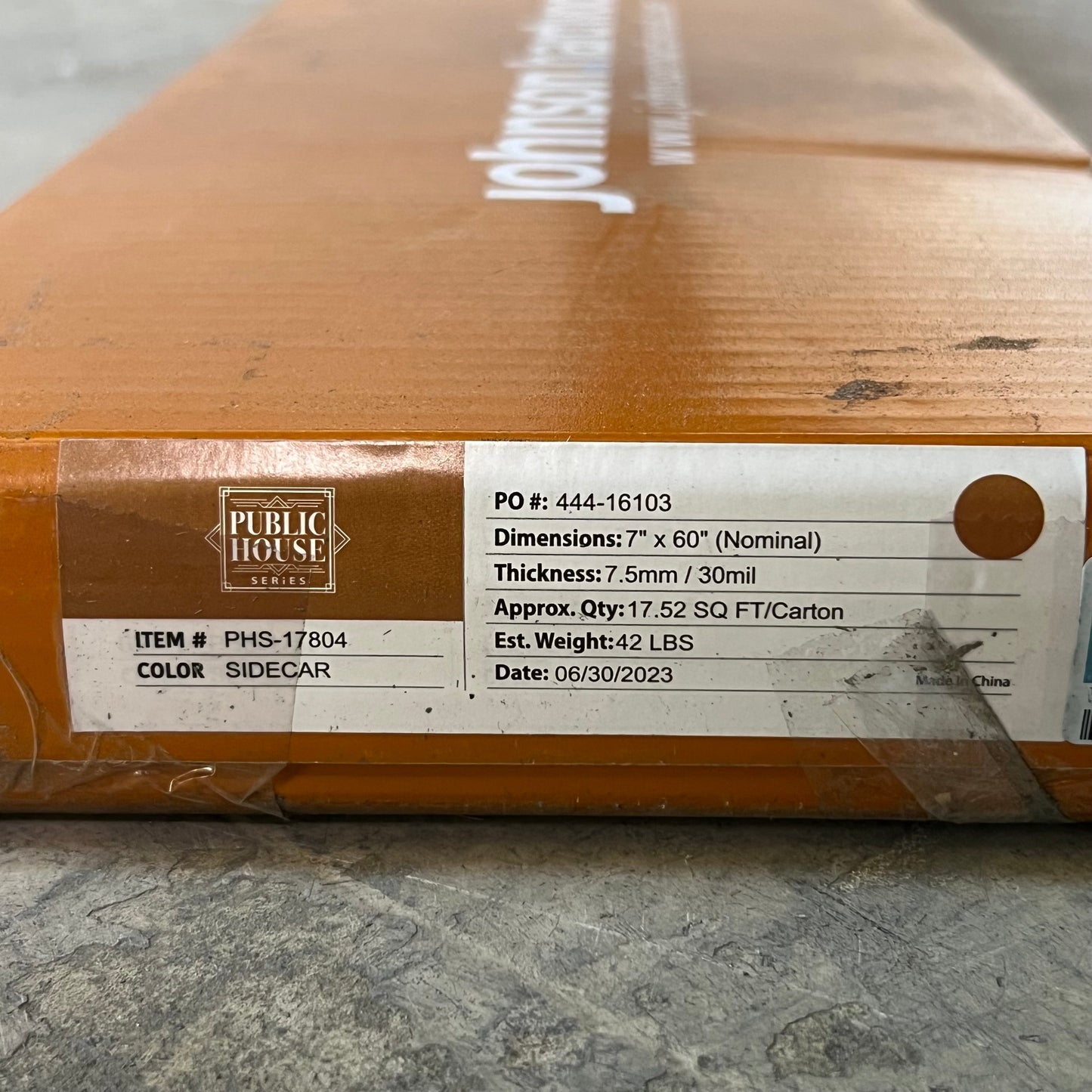 JOHNSON HARDWOOD (6 Pcs) Vinyl Flooring 7" x 60", Sidecar Color 444-16103