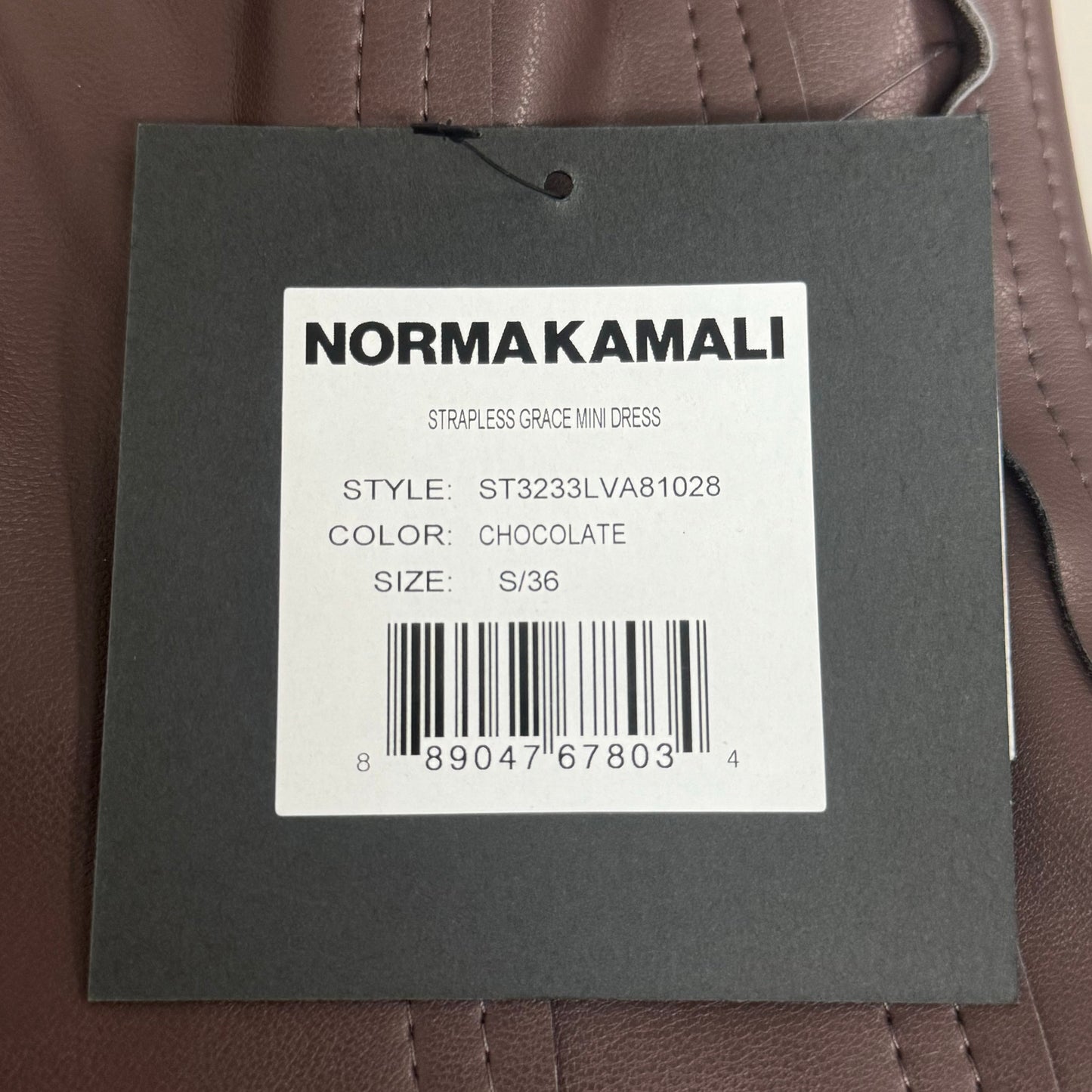 NORMA KAMALI Strapless Grace Mini Dress Unlined Women's Sz S/36 Chocolate