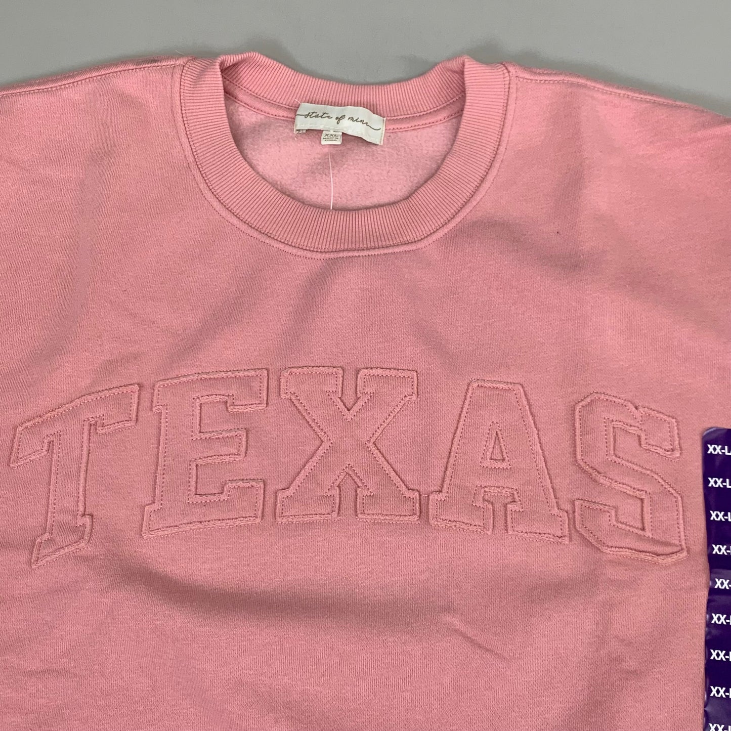 STATE OF MINE Women's Texas Print Sweatshirt Sz-XXLarge Blush 15711