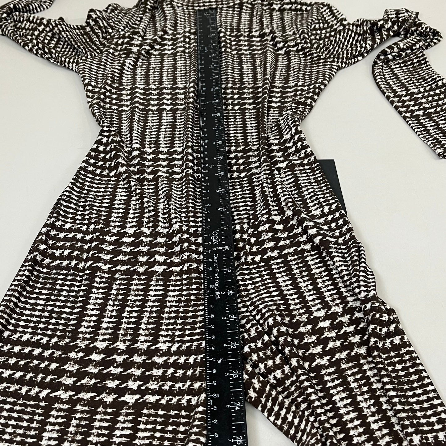 NORMA KAMALI Sleeve Open Back Catsuit Footsie Women's Sz S/36 Chocolate Plaid