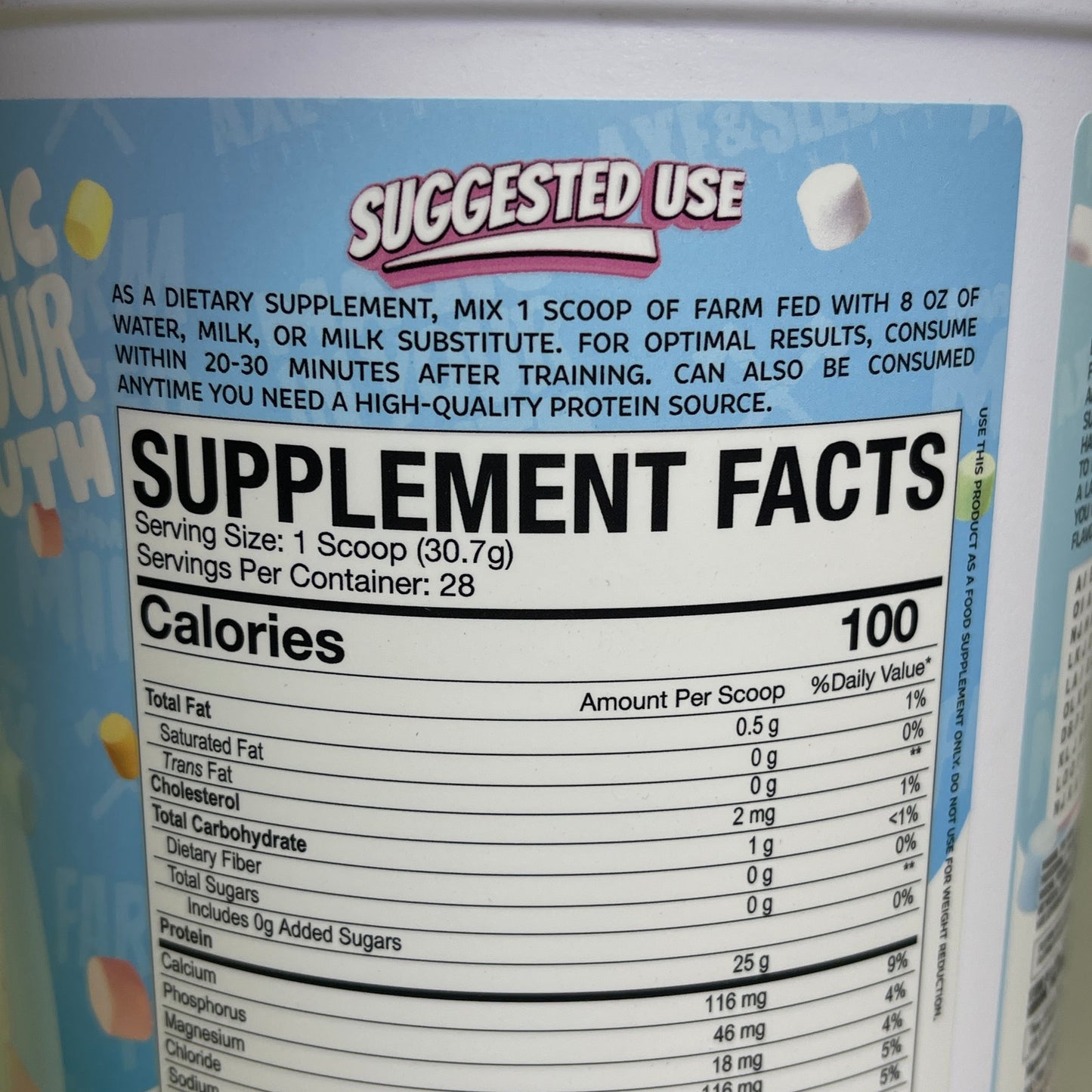 ZA@ AXE & SLEDGE Farm Fed 25G 100%Whey Protein Marshmallow Milk 28 Servings BB 04/26