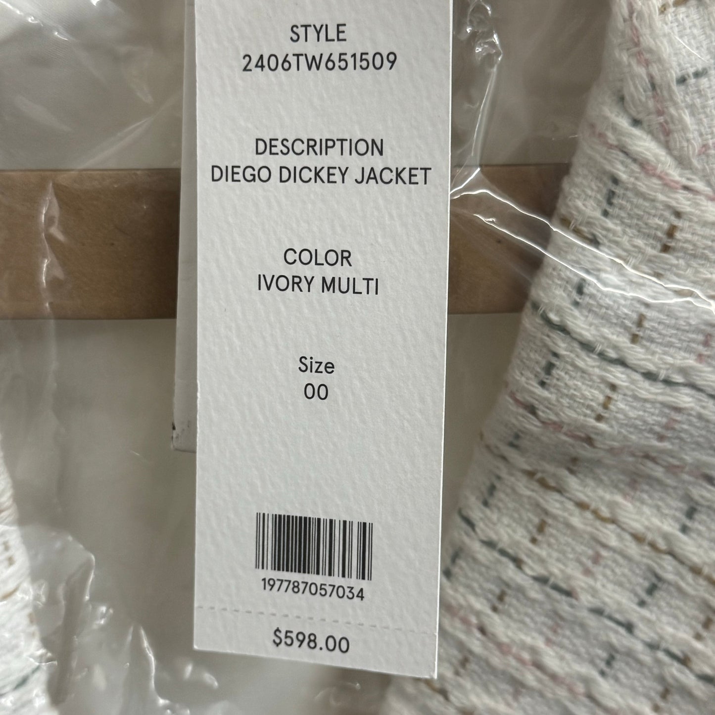 VERONICA BEARD Women's Diego Dickey Jacket Sz-00 Ivory/Multi 2406TW651509
