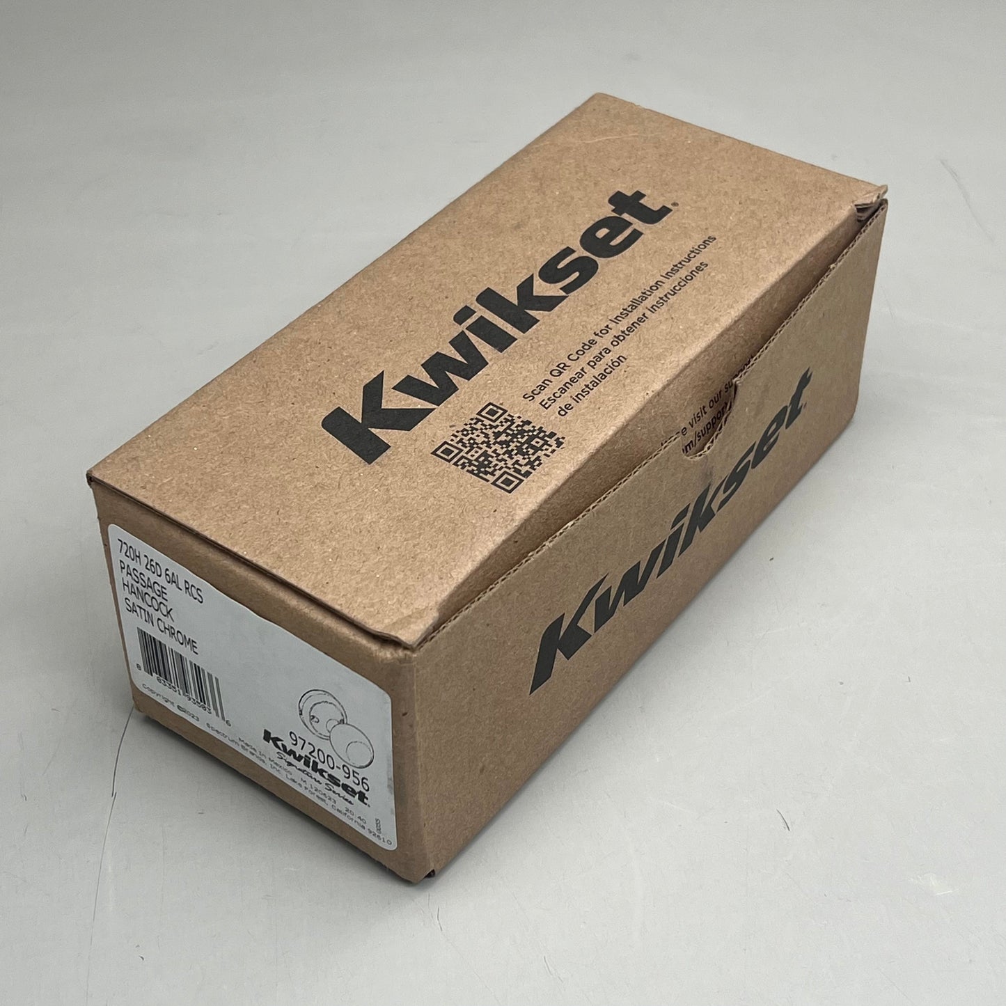 KWIKSET Passage Hancock Door Lock Knob 720H 26D Satin Chrome 97200956
