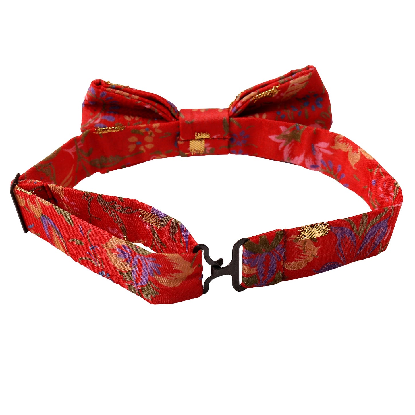 Red and Gold Sari Bowtie