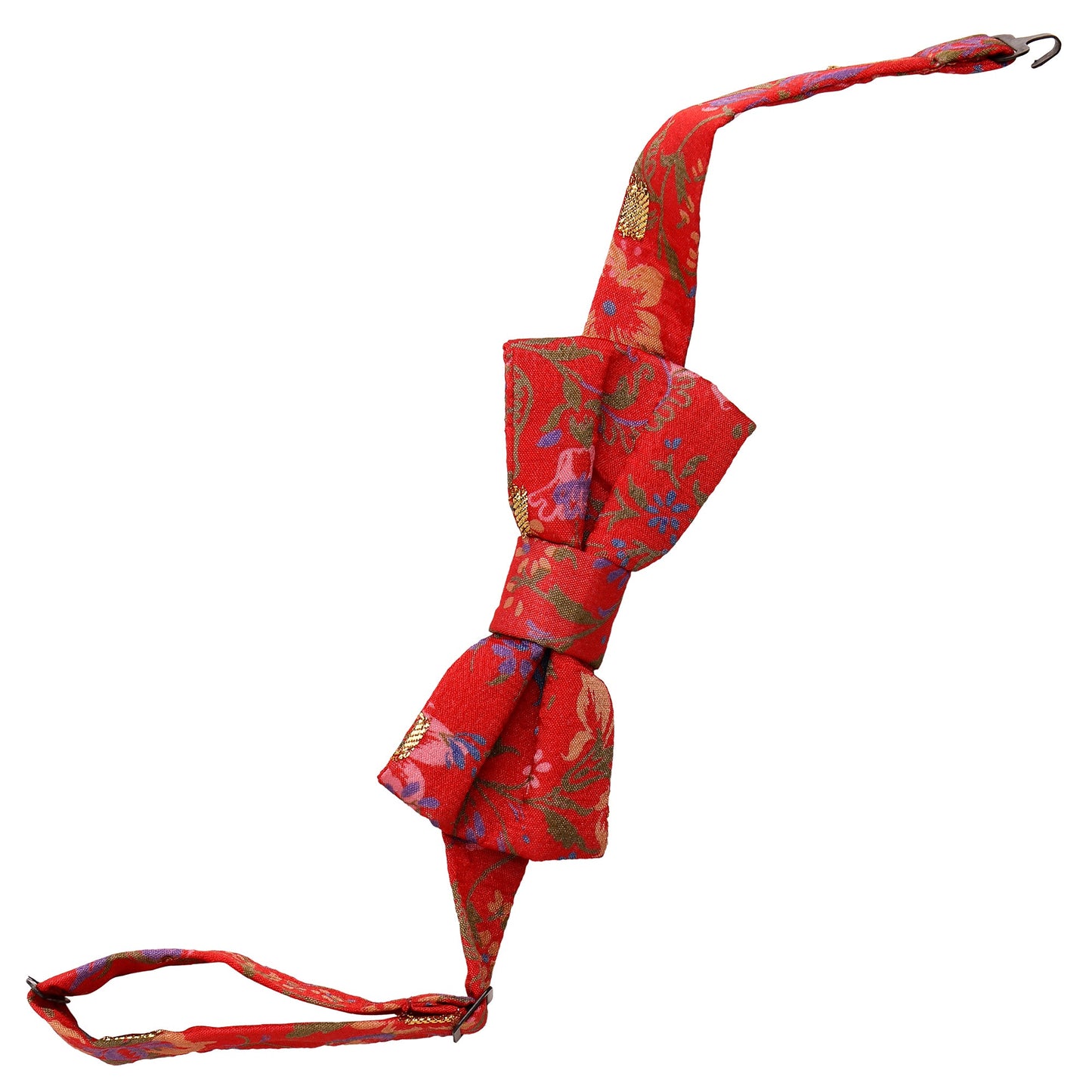 Red and Gold Sari Bowtie