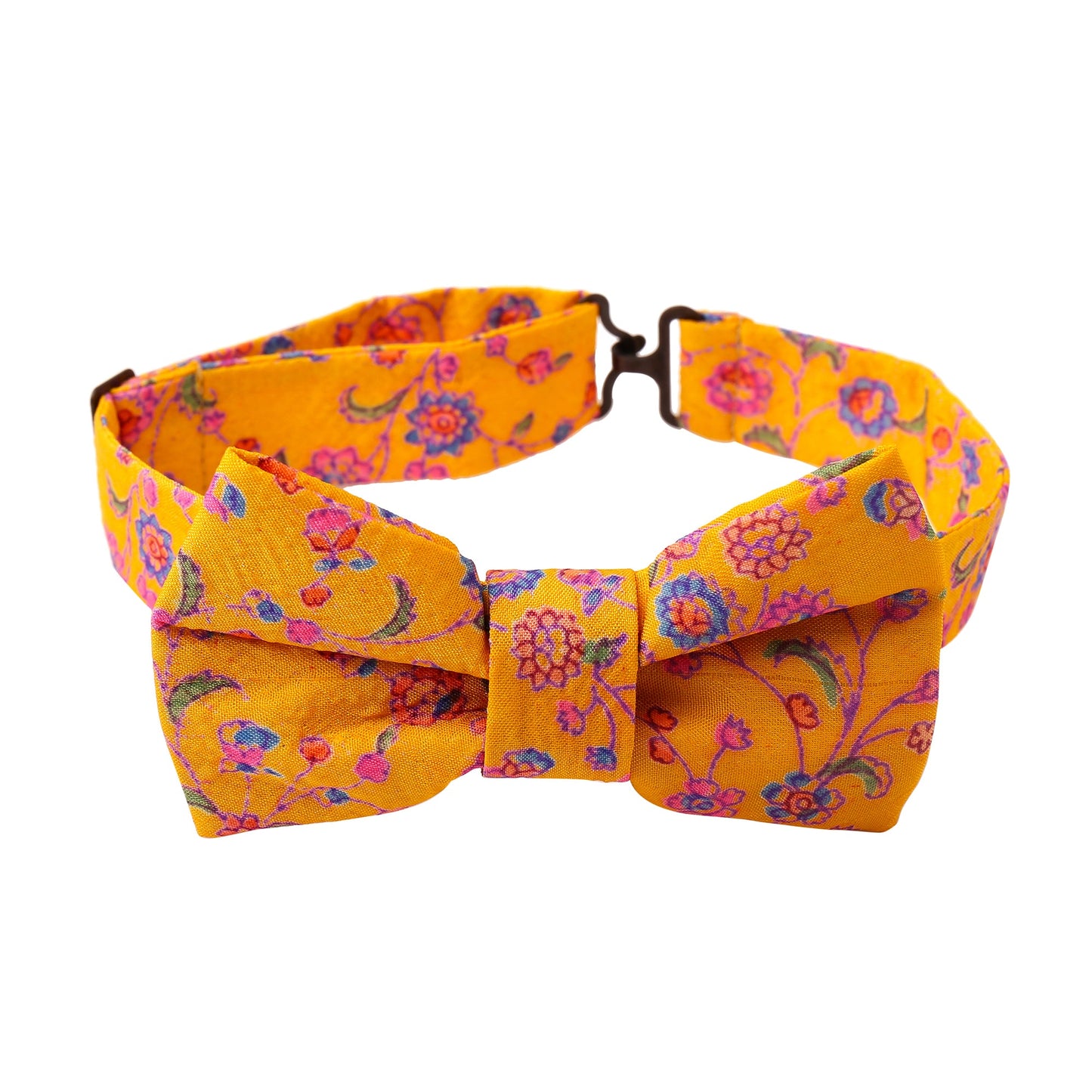 Mustard Floral Sari Bowtie