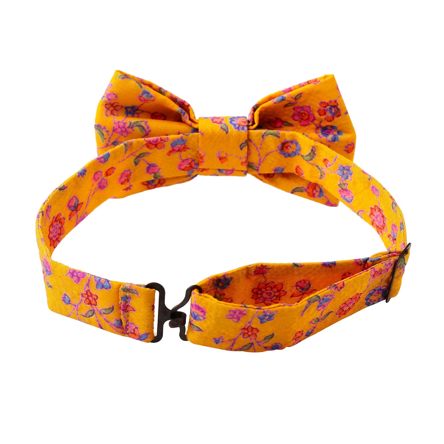 Mustard Floral Sari Bowtie