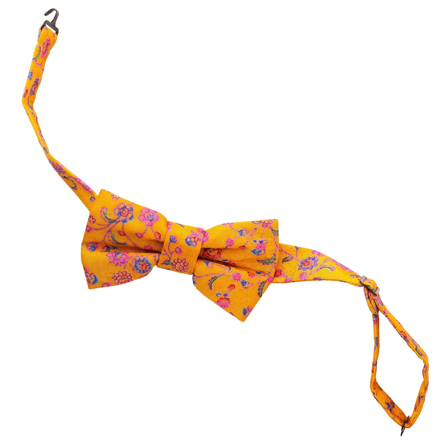 Mustard Floral Sari Bowtie