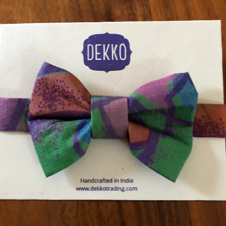 Emerald & Mauve Sari Bowtie