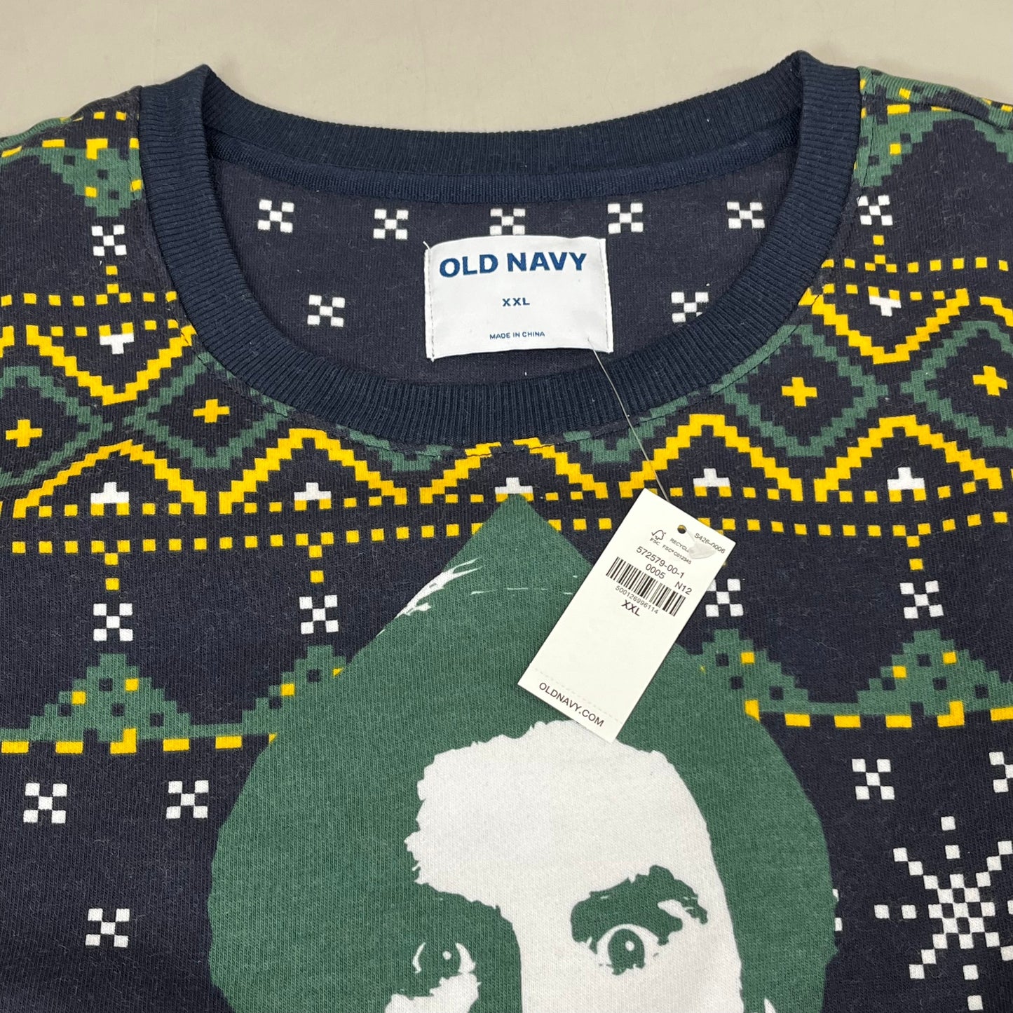 OLD NAVY Men's Christmas Holiday Elf Sweater Sz XXL Navy/Green 572579-00-1