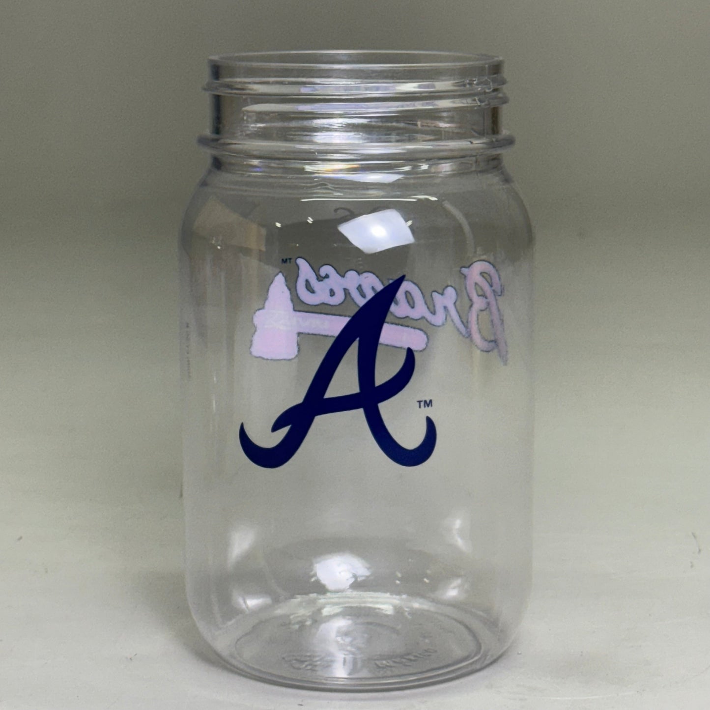 WHIRLEY (48 PACK) Mason Jar 16oz Pet Atlanta Braves Sz 5.5” H x 2.5” D DE 980