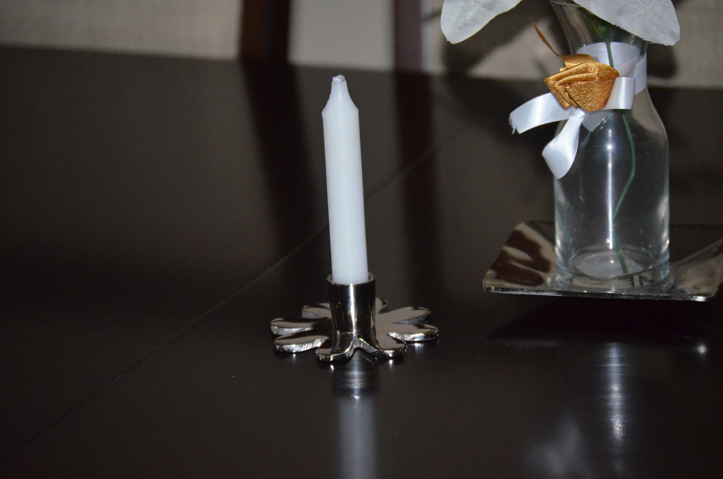 Decorative Silver Flower Candle Holder