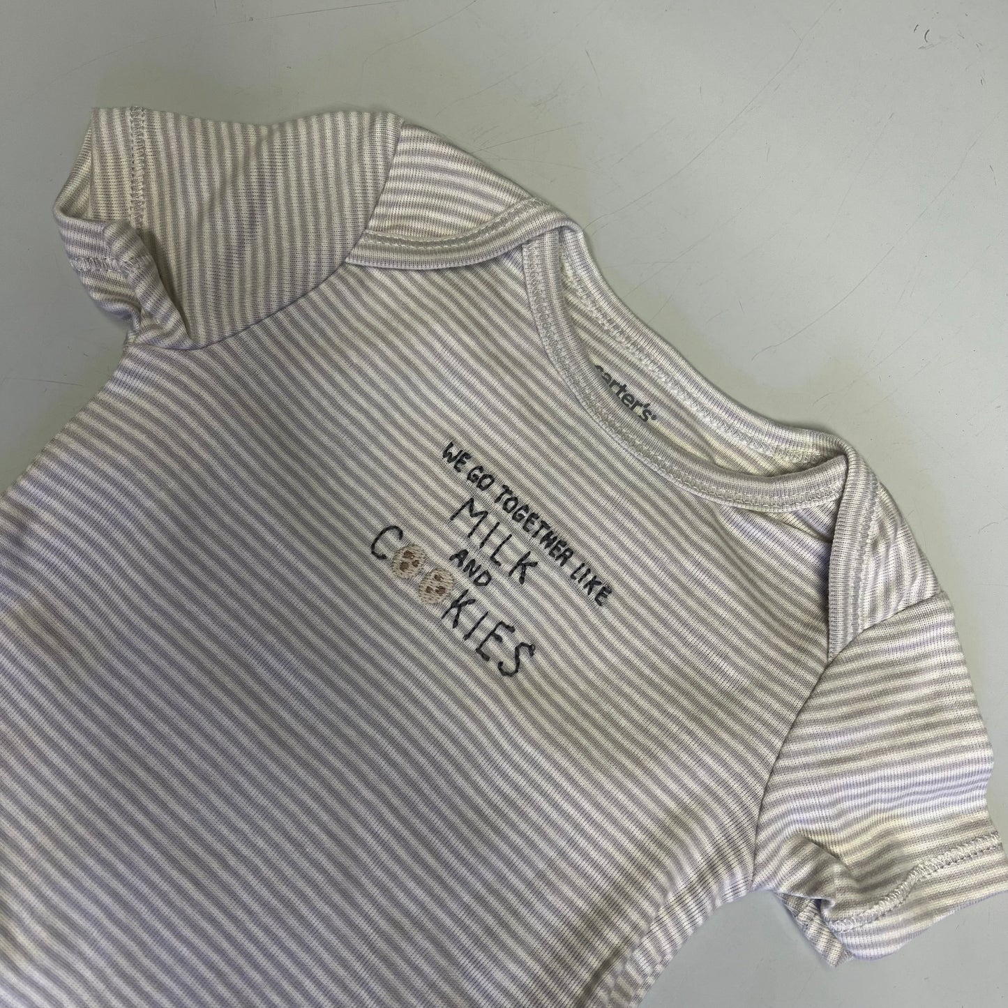 CARTERS (SET OF 3) 100% Cotton Milk & Cookies Set  Baby's Sz 12M Grey 1T122410