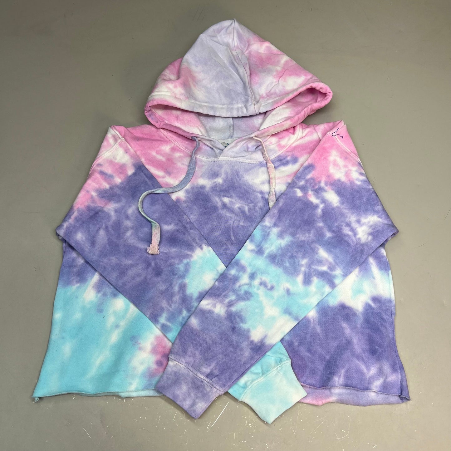 COLORTONE  Sweat Shirt Crop Top Tie Dye Hoodie  Women's Sz XS Cotton Candy 8333