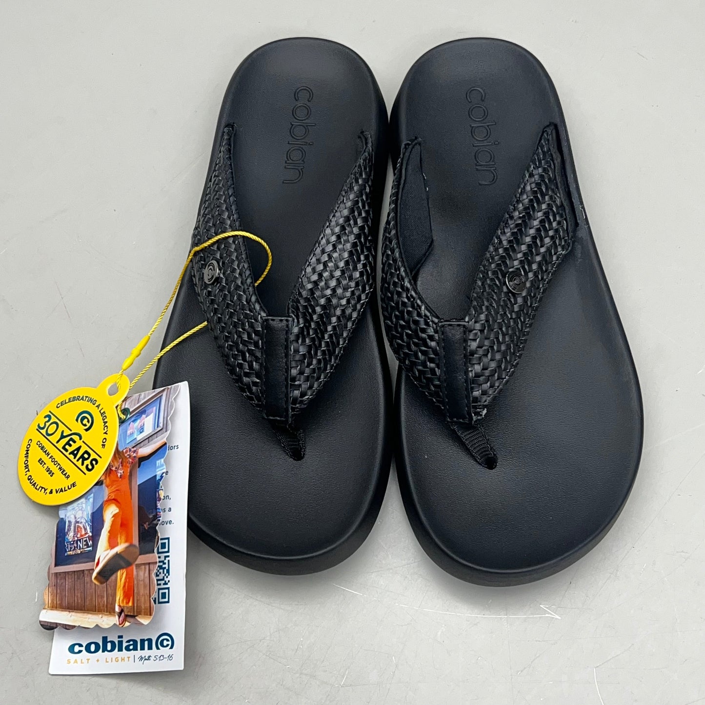COBIAN Palmilla Braided Synthetic Leather Strap Sandals Women's Sz 8 EU 38.5 Black PAL25-001-08