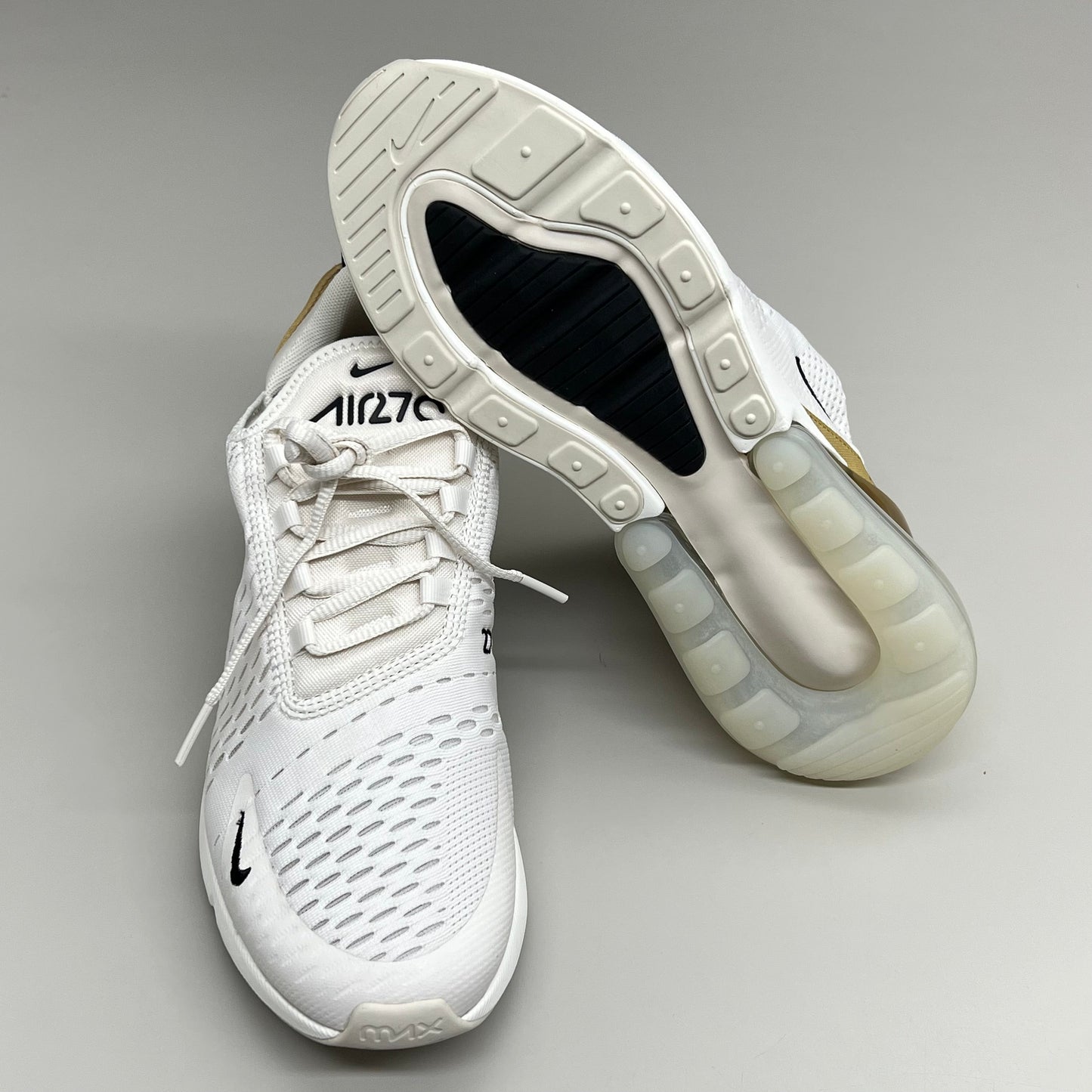 NIKE W Air Max 270 Mesh Shoes Women's Sz 8 White Gold DZ77736 001 New Other