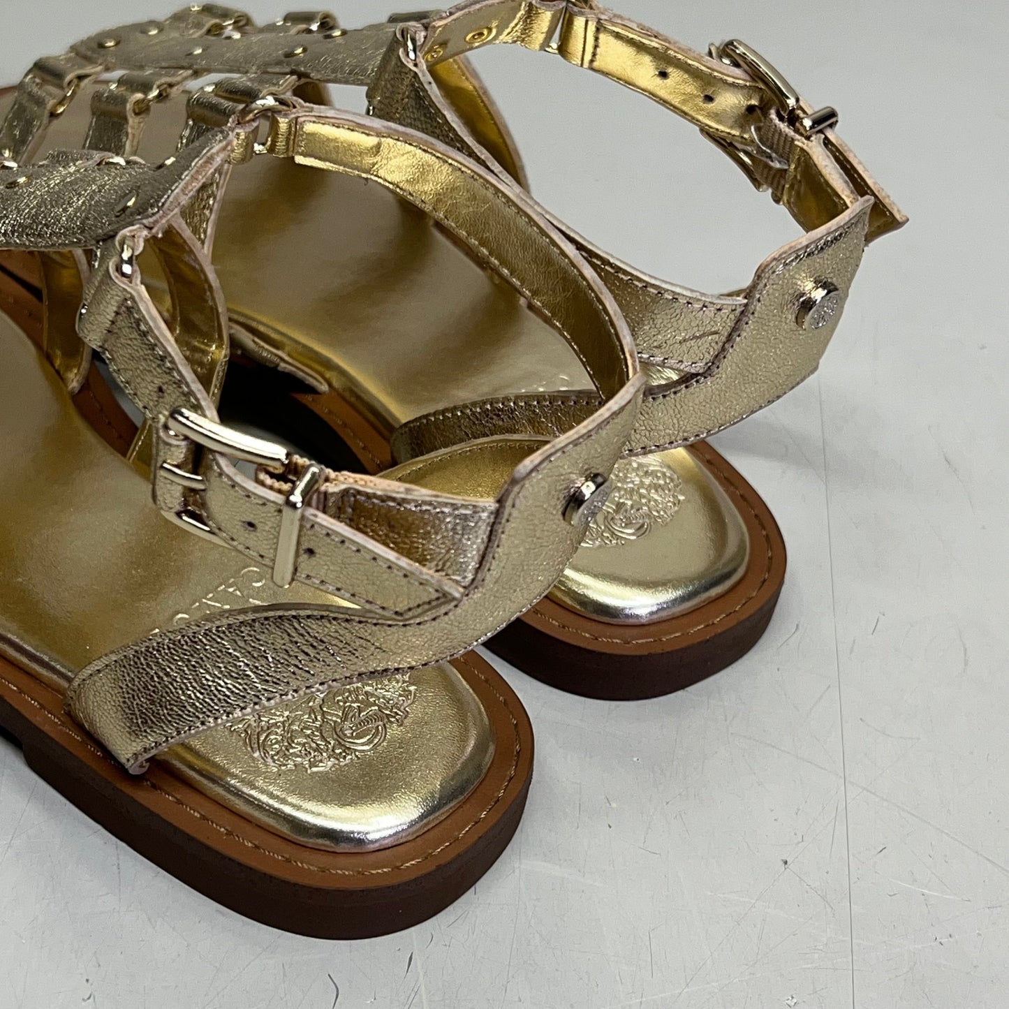 VINCE CAMUTO Leather Studded Gladiator Sandals Women's Sz 7M Egyptian Gold