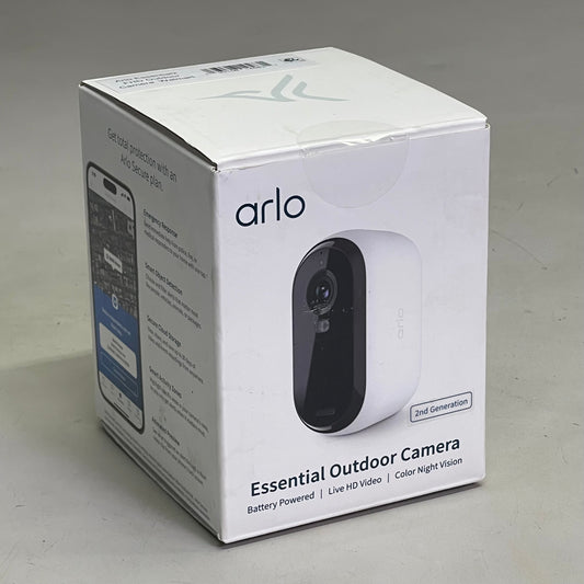 ARLO Essential Outdoor Camera 2nd Gen w/ Color Night Vision 130° FOV White VMC2050-1WMNAS