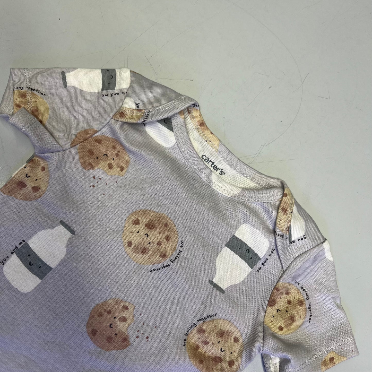 CARTERS (SET OF 3) 100% Cotton Milk & Cookies Set  Baby's Sz 12M Grey 1T122410