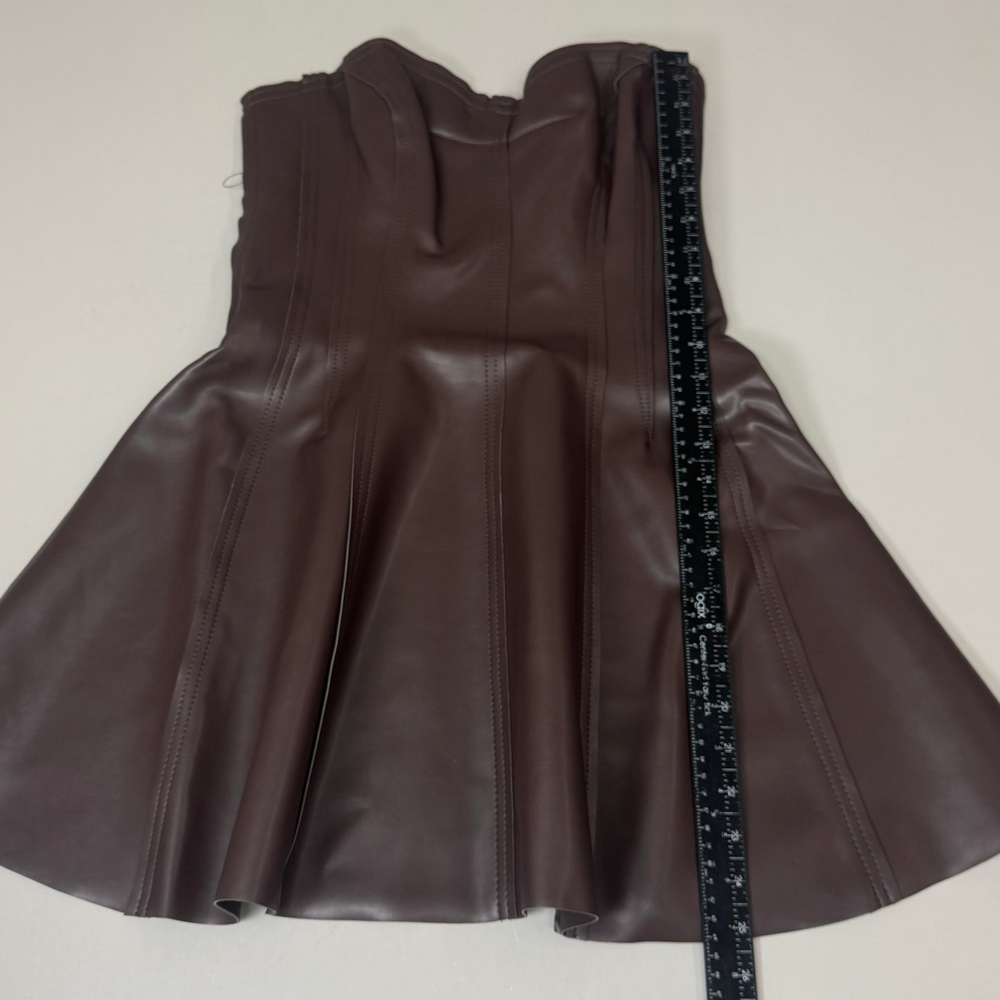 NORMA KAMALI Strapless Grace Mini Dress Unlined Women's Sz M/38 Chocolate