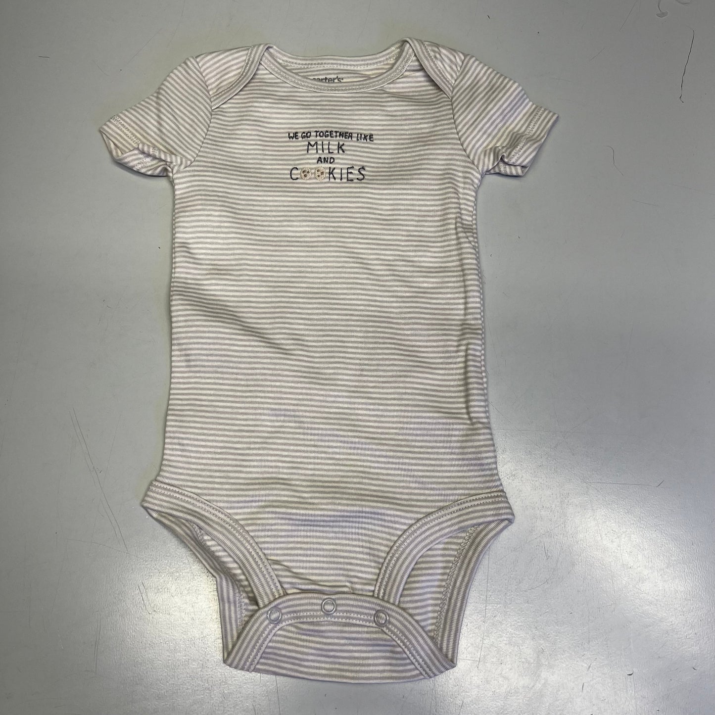 CARTERS (SET OF 3) 100% Cotton Milk & Cookies Set  Baby's Sz 12M Grey 1T122410