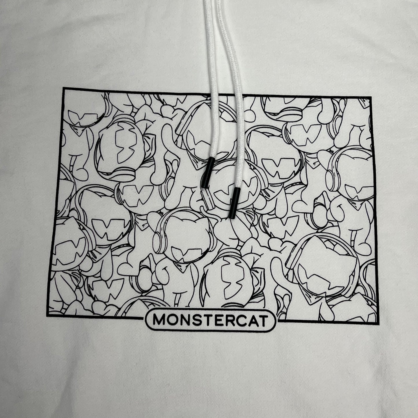 MONSTERCAT Synch Waist Hooded Pull Over Logo Hoodie Men's Sz M White/Black