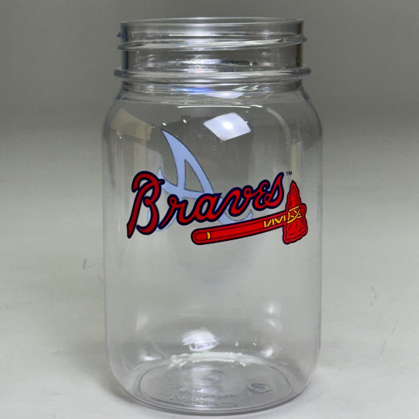 WHIRLEY (48 PACK) Mason Jar 16oz Pet Atlanta Braves Sz 5.5” H x 2.5” D DE 980