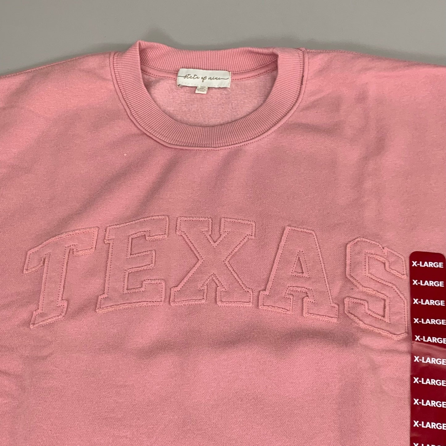 STATE OF MINE Women's Texas Print Sweatshirt Sz-XLarge Blush 15711