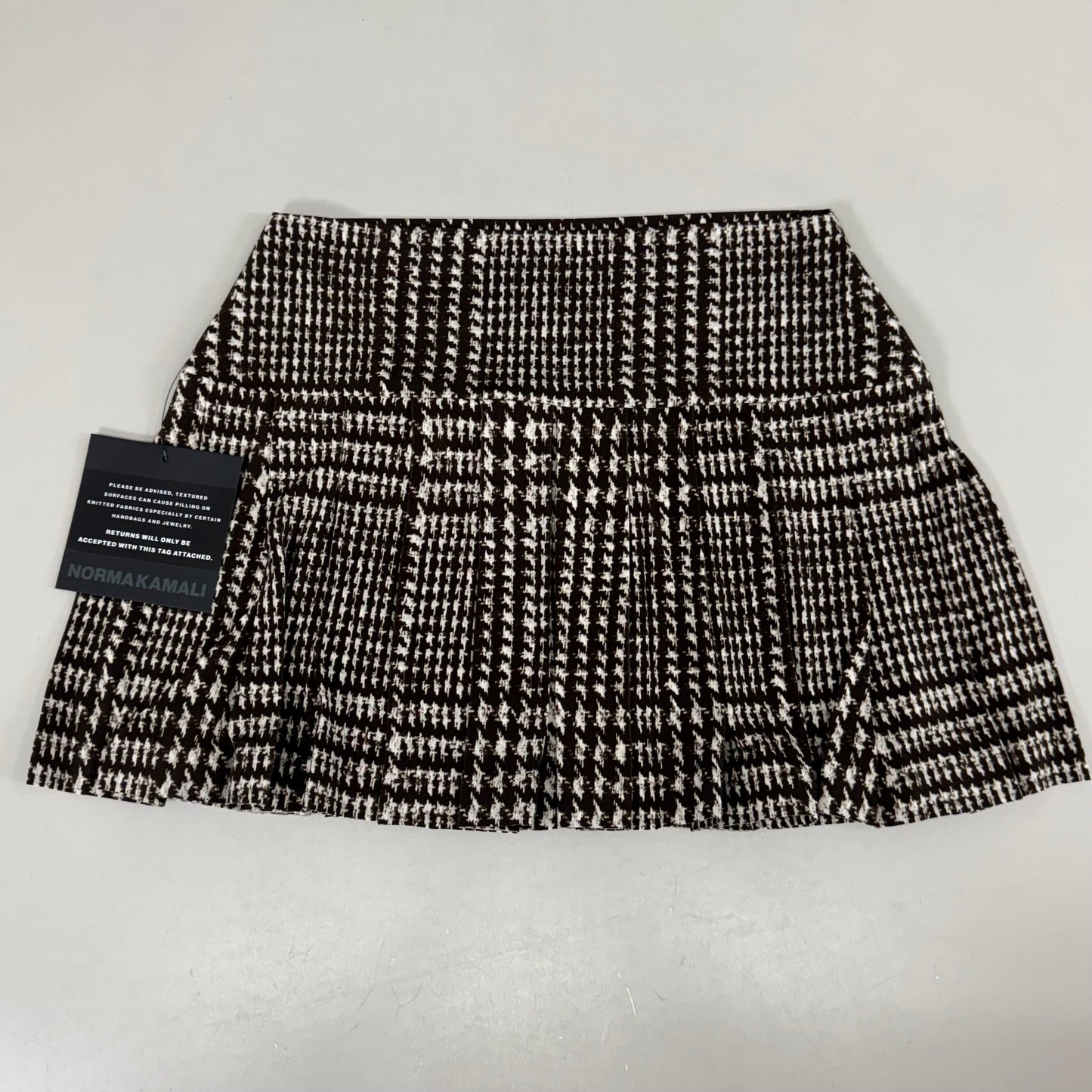 NORMA KAMALI Silky Jersey Pleated Micro Skirt Unlined Womens Sz XS/29 Chocolate