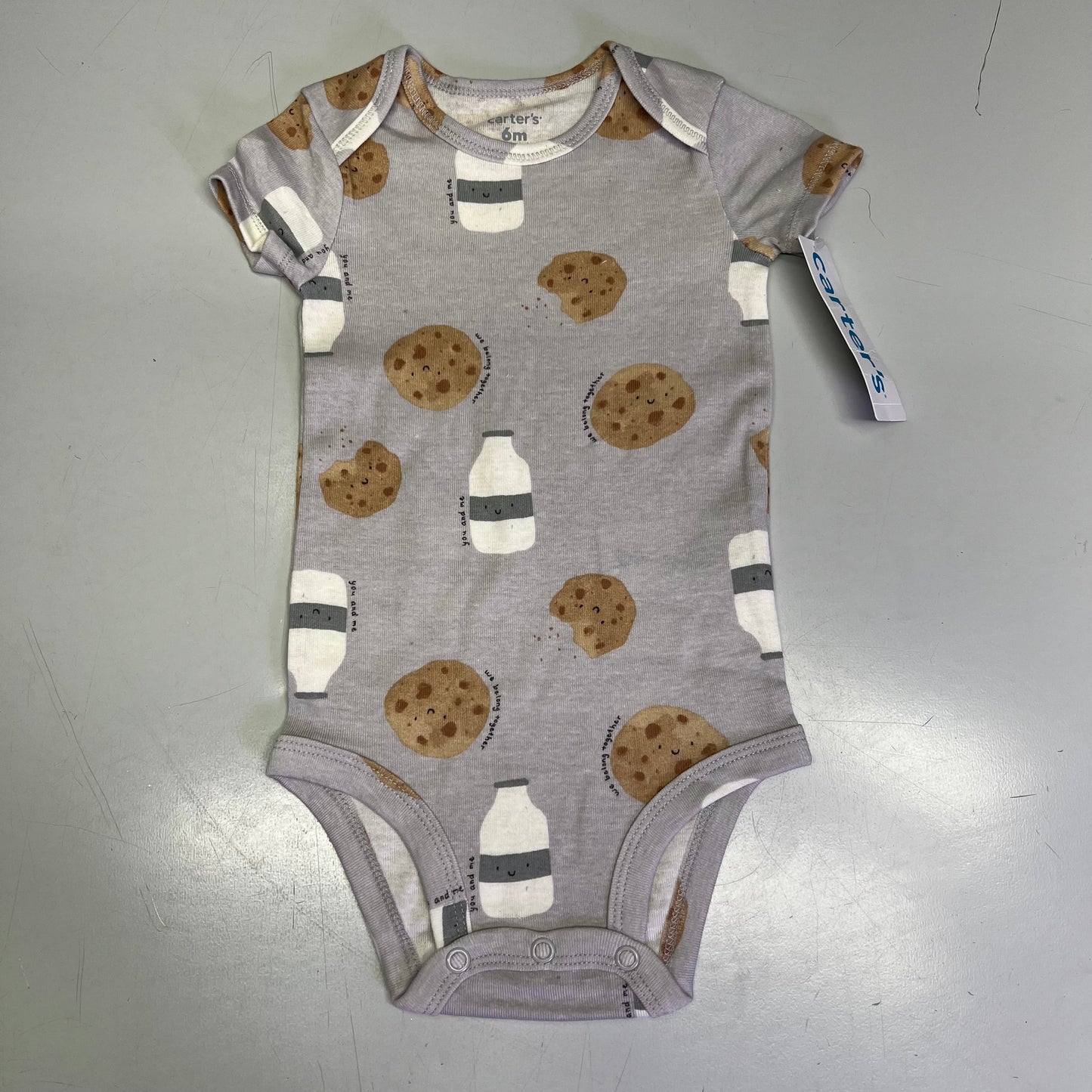 CARTERS (5 PIECE SET) Milk & Cookie - Animal Bodysuit Baby Boys Sz 6M Blue/White