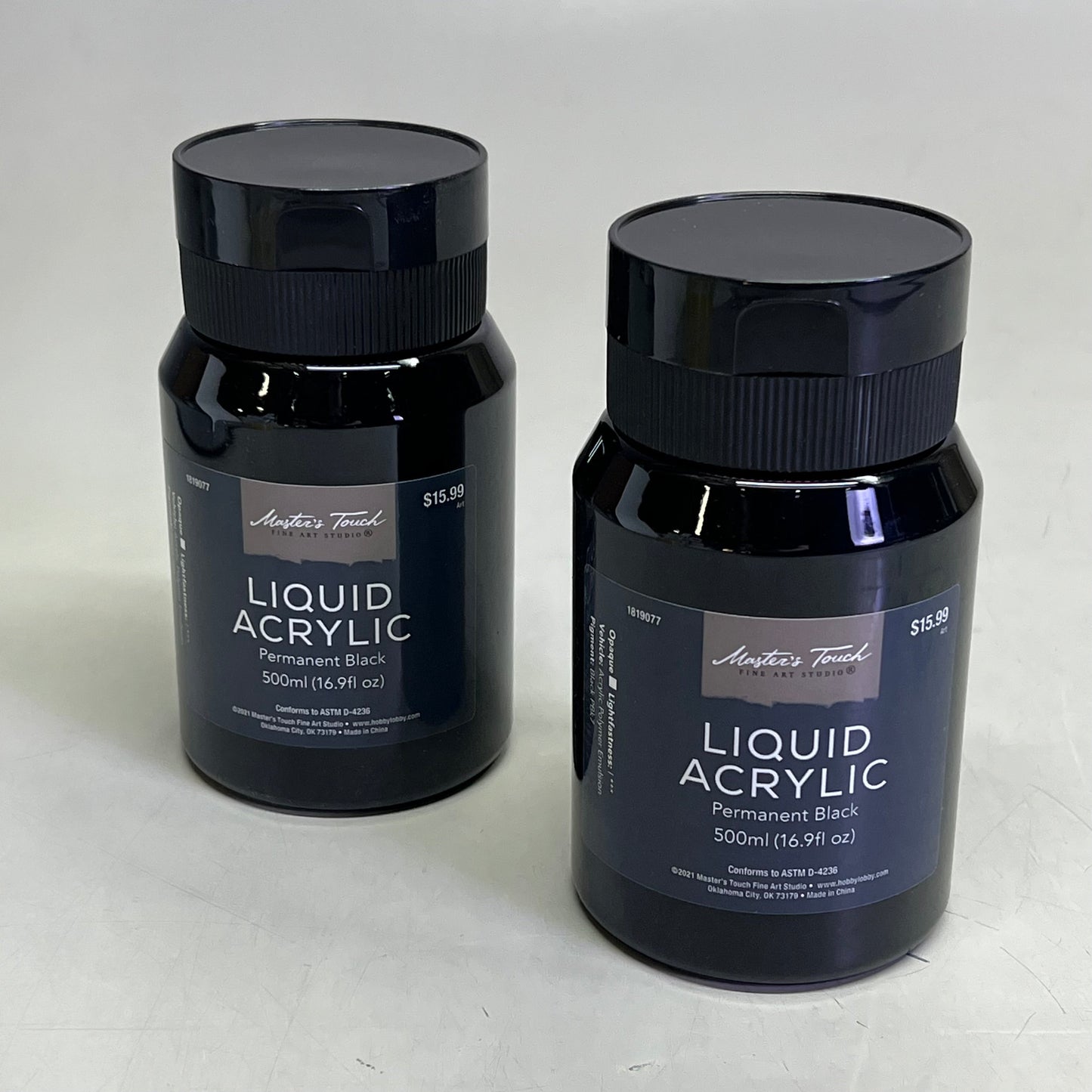 MASTERS TOUCH (2 PACK) Liquid Acrylic Paint 16.9 Fl Oz Permanent Black 1819077