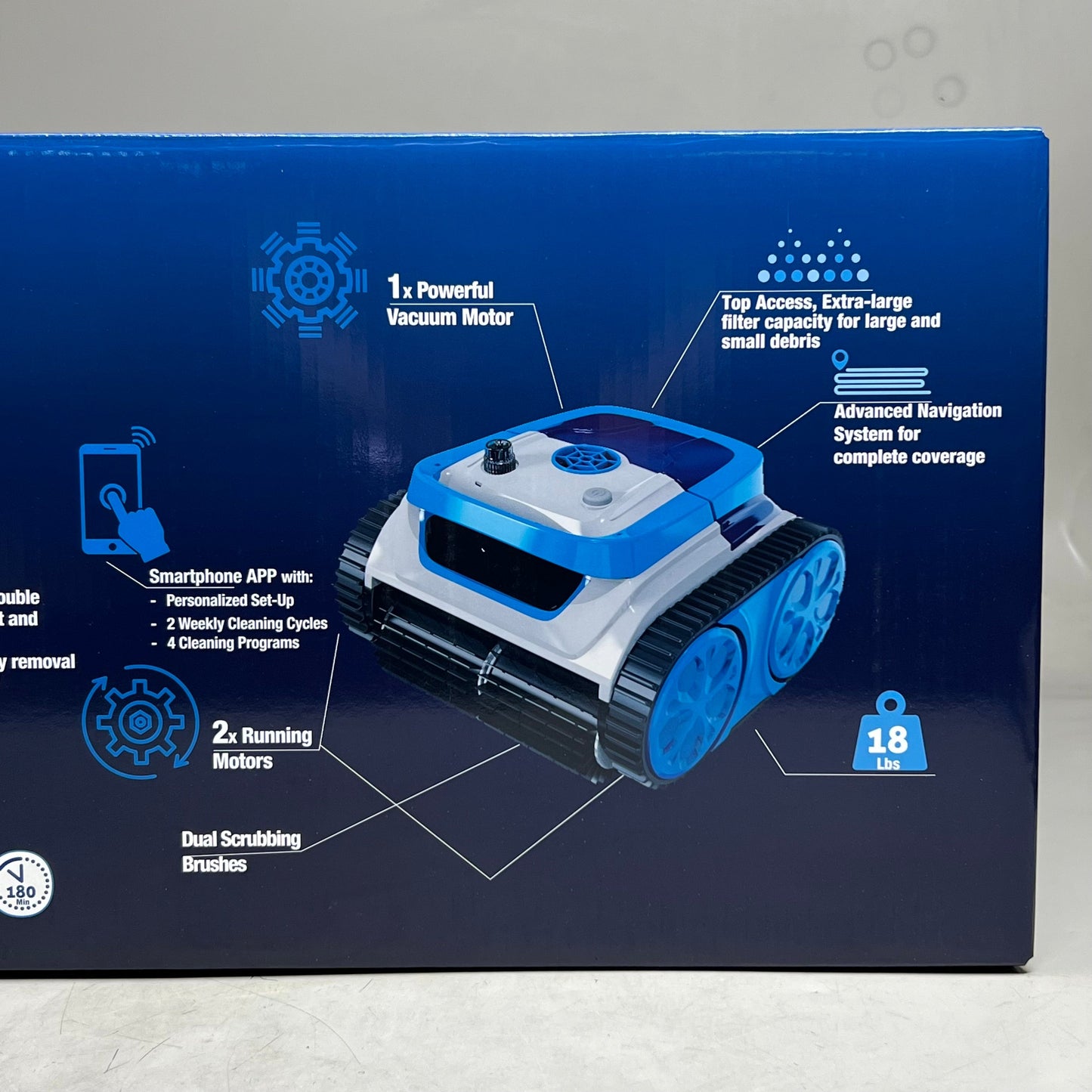 INOPOOL Wall Climbing Cordless Robotic Cleaner 1400 sq/ft, Blue LATITUDE PLUS